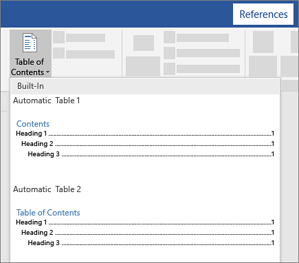 Table of Content in MS Word 2013 table reference 1 - Table of Content in MS Word 2013