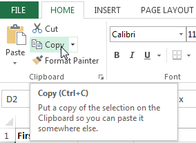 cell copy command - ऍम एस एक्सेल में सेल Cell in MS Excel