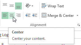 format align hor choose - Formatting Cells in MS Excel