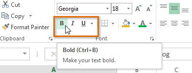 format font bold choose - Formatting Cells in MS Excel