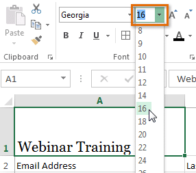 format font size choose - Formatting Cells in MS Excel